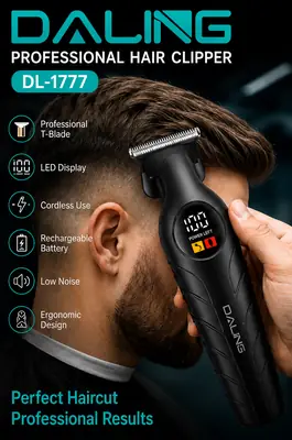 DALING Professional Hair Clipper DL-1777 Cordless Rechargeable Hair & Beard Trimmer with LED Display thumbnail 2