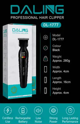 DALING Professional Hair Clipper DL-1777 Cordless Rechargeable Hair & Beard Trimmer with LED Display thumbnail 7