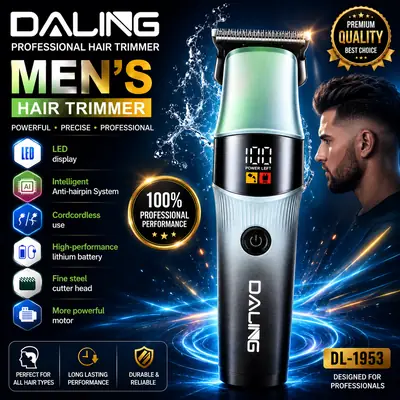 DALING DL-1953 Professional Rechargeable Hair Trimmer & Beard Clipper with LED Power Display – Cord / Cordless