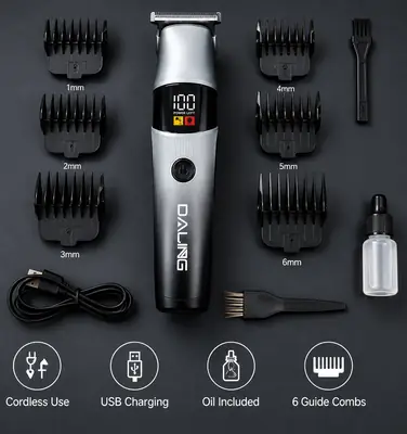 DALING DL-1953 Professional Rechargeable Hair Trimmer & Beard Clipper with LED Power Display – Cord / Cordless thumbnail 7