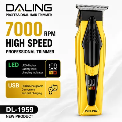 DALING DL-1959 Professional Hair Trimmer | 7000 RPM | USB Rechargeable | LED Display Hair & Beard Clipper thumbnail 2