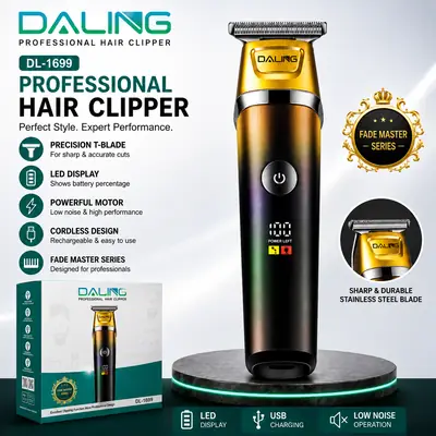 DALING DL-1699 Professional Hair Clipper | Cordless Rechargeable T-Blade Trimmer with LED Display | Fade Master Series
