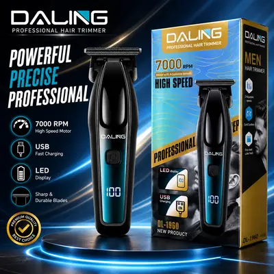 DALING DL-1969 Professional Hair Trimmer | 7000 RPM | Cordless USB Rechargeable | LED Display | Adjustable Speed