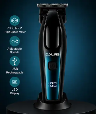 DALING DL-1969 Professional Hair Trimmer | 7000 RPM | Cordless USB Rechargeable | LED Display | Adjustable Speed thumbnail 3
