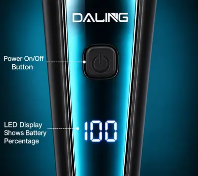 DALING DL-1969 Professional Hair Trimmer | 7000 RPM | Cordless USB Rechargeable | LED Display | Adjustable Speed thumbnail 6