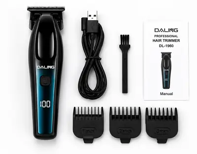 DALING DL-1969 Professional Hair Trimmer | 7000 RPM | Cordless USB Rechargeable | LED Display | Adjustable Speed thumbnail 7