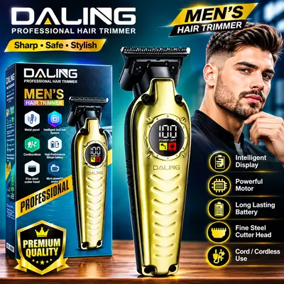DALING DL-1903 Professional Hair Trimmer for Men | Cordless Rechargeable Beard & Hair Clipper with LED Display