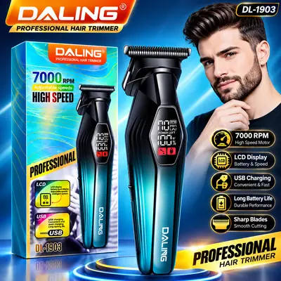 DALING DL-1901 Professional Hair Trimmer | USB Rechargeable | LCD Display | 7000 RPM High-Speed Hair & Beard Clipper