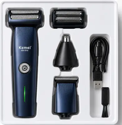 Kemei KM-1260 3-in-1 Rechargeable Electric Shaver, Trimmer & Nose Hair Trimmer for Men thumbnail 3