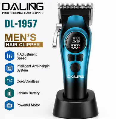 DALING DL-1957 Professional Hair Clipper for Men | Cordless Rechargeable Trimmer | LCD Display | USB Charging | 4 Speed Adjustment thumbnail 2