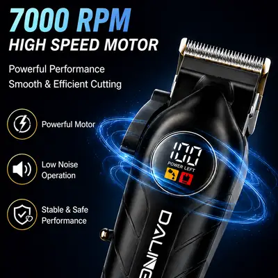 DALING DL-1963 Professional Men's Hair Clipper | Cord/Cordless Rechargeable Hair Trimmer | LCD Display | 7000 RPM | Lithium Battery thumbnail 3
