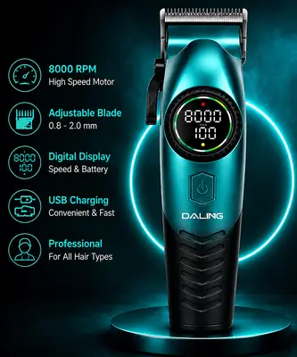 DALING DL-1911 Professional Hair Clipper | 8000 RPM | USB Rechargeable | Adjustable Blade | Digital Display thumbnail 3
