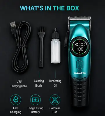 DALING DL-1911 Professional Hair Clipper | 8000 RPM | USB Rechargeable | Adjustable Blade | Digital Display thumbnail 7