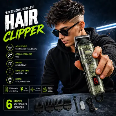 DALING DL-1195 Professional Cordless Hair Clipper – Rechargeable Type-C Trimmer with LED Display
