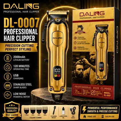 DALING DL-0007 Professional Hair Clipper Rechargeable Cordless Beard & Hair Trimmer with LED Display (2000mAh)