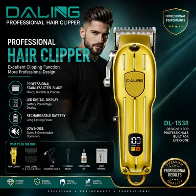 DALING Professional Hair Clipper DL-1538 Rechargeable Hair Trimmer for Men