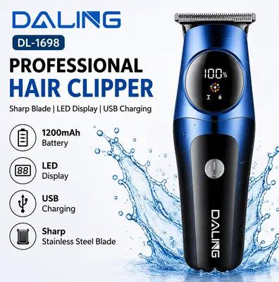 DALING DL-1698 Professional Hair Clipper – USB Rechargeable Hair & Beard Trimmer with LED Display | 1200mAh Battery thumbnail 2