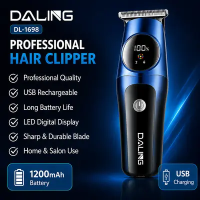 DALING DL-1698 Professional Hair Clipper – USB Rechargeable Hair & Beard Trimmer with LED Display | 1200mAh Battery thumbnail 5