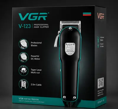 VGR V-123 Professional Hair Clipper for Men – Powerful DC Motor, Stainless Steel Blades, Taper Lever & 2M Power Cable thumbnail 7
