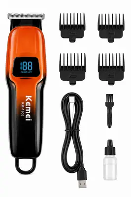 Kemei KM-519A Professional Hair Clipper – LCD Digital Display, 1200mAh Rechargeable Battery, USB Charging & Precision Blade thumbnail 7