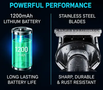 VGR V-949 Professional Hair & Nose Trimmer Set – 1200mAh Lithium Battery, Stainless Steel Blades, IPX6 Waterproof thumbnail 5