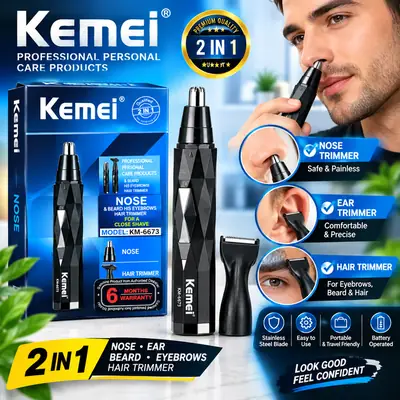 Kemei KM-6673 2-in-1 Nose & Ear Hair Trimmer
