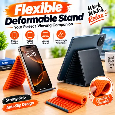 Flexible Deformable Mobile Phone, Tablet & Laptop Stand – Adjustable Foldable Multi-Purpose Desk Holder