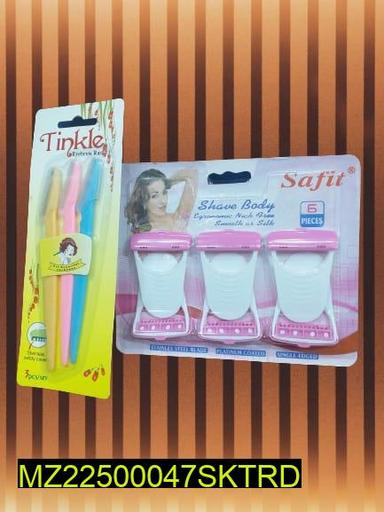 Premium Stainless Steel Razor Set Pink White Reusable
