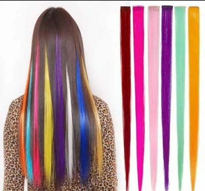 Multicolor Synthetic Hair Extensions 55cm Lightweight Pakistan