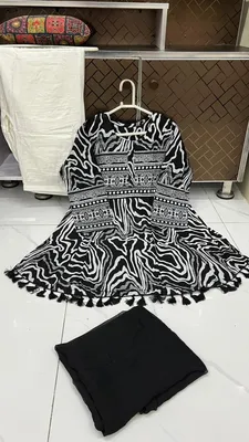 3Pcs Women's Stitched Lawn Digital Print Suit with Lace work short Frock and Shalwar thumbnail 3