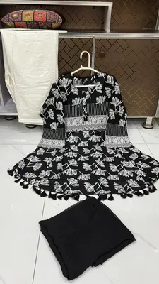 3Pcs Women's Stitched Lawn Digital Print Suit with Lace work short Frock and Shalwar thumbnail 3