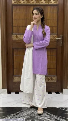3Pcs Women's Stitched Cotton Lawn Block Printed Suit Viral Heart Printed with Lace