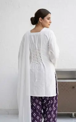 3 Pcs Women's Stitched Cotton Lawn Printed Suit with Fitingable back Straps