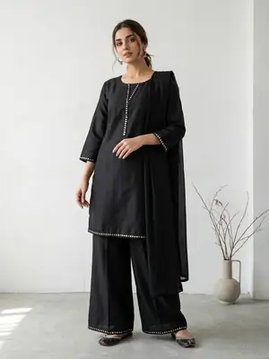 3 Pcs Women's Stitched Lawn Plain Suit with Mirror Lace work