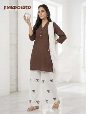 3 Pcs Women's Stitched Cotton Lawn Embroidered Suit Viral Tie Design  thumbnail 3