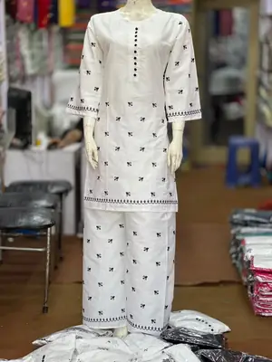 3 Pcs Women's Stitched Cotton Lawn Embroidered Suit thumbnail 4