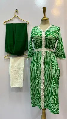 3Pcs Women's Stitched Lawn Digital Print Suit Maxi with Embroided Trousers thumbnail 3