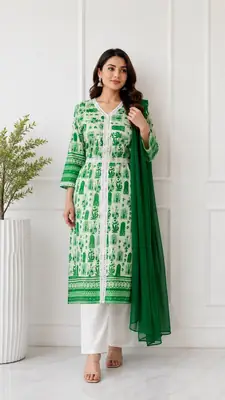 3Pcs Women's Stitched Lawn Digital Print Suit Maxi with Embroided Trousers