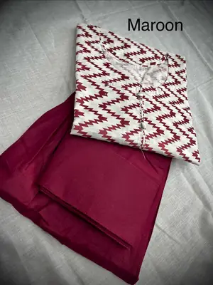 3Pcs Women's Stitched Cotton Lawn Block Printed Suit with Farshi Shalwar thumbnail 2