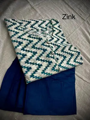 3Pcs Women's Stitched Cotton Lawn Block Printed Suit with Farshi Shalwar thumbnail 2