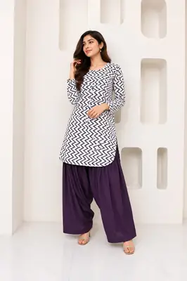 3Pcs Women's Stitched Cotton Lawn Block Printed Suit with Farshi Shalwar thumbnail 3