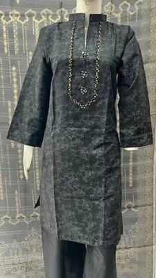 3Pcs Women's Stitched Cotton Embroidered Suit with Handmade Neck thumbnail 5