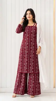 3Pcs Women's Stitched Cotton Lawn Block Printed Suit with Printed Straps