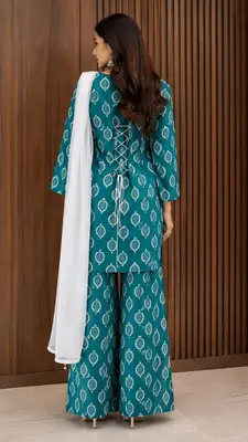3Pcs Women's Stitched Cotton Lawn Block Printed Suit with Back Straps
