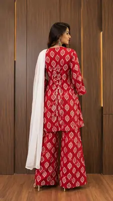 3Pcs Women's Stitched Cotton Lawn Block Printed Suit with Back Straps