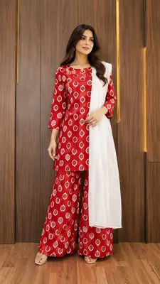 3Pcs Women's Stitched Cotton Lawn Block Printed Suit with Back Straps thumbnail 2