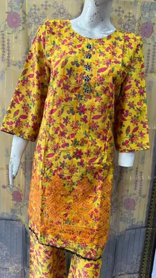 3Pcs Women's Stitched Lawn Embroidered Suit with Printed Shawl thumbnail 4