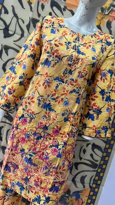3Pcs Women's Stitched Lawn Embroidered Suit with Printed Shawl thumbnail 3