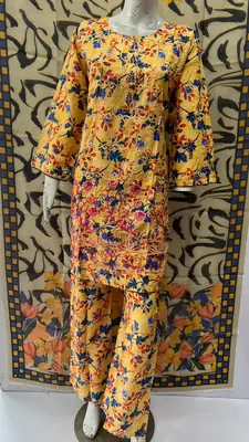3Pcs Women's Stitched Lawn Embroidered Suit with Printed Shawl thumbnail 4