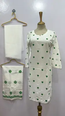 3Pcs Women's Stitched Cotton Embroidered Suit thumbnail 3